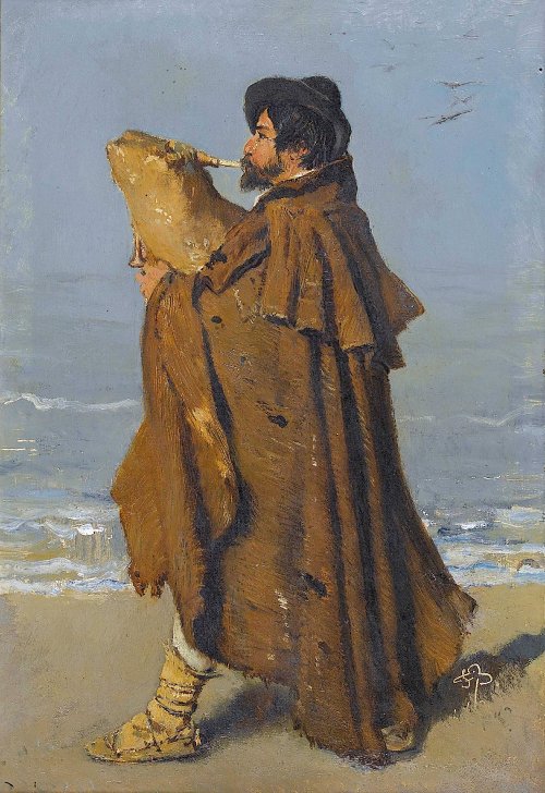 Frank Buchser  Italienischer Dudelsackblaeser Wandbild